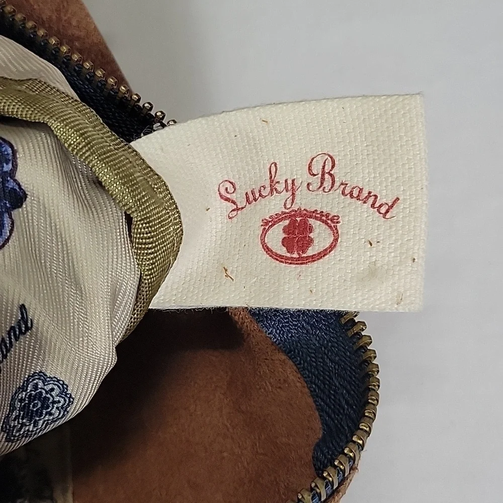 Lucky Brand Coated Canvas and Brown Leather Studded Shoulder Bag